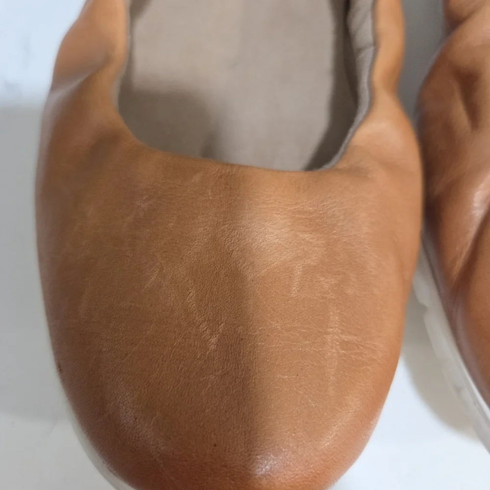 Sas Radiant Ballet Flat Women's Tan Leather Flexible Sole Made In USA Size 9.5
